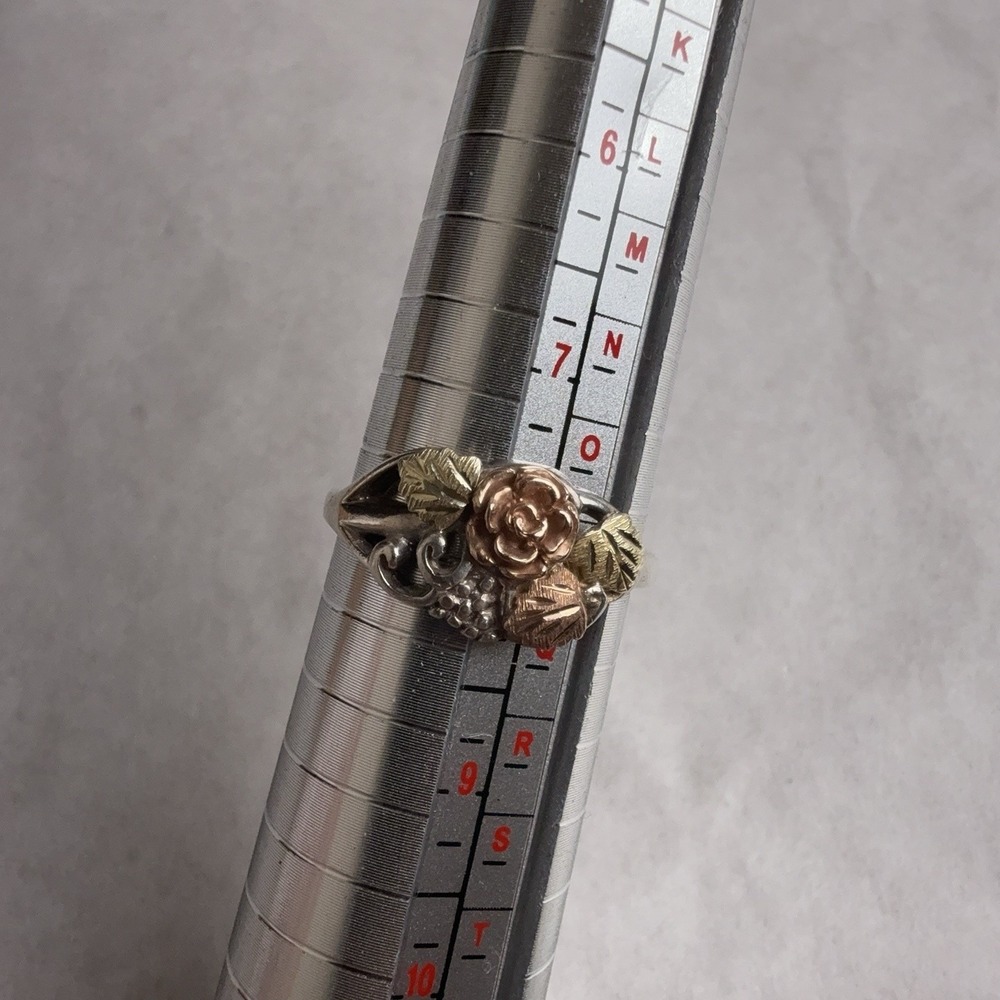 Black Hills Gold Sterling Silver Floral Leaf Band Ring Size 7 Cocktail Statement